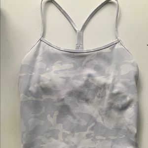 Lululemon cropped White Camo power Y tank size 6